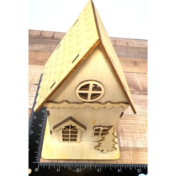 Laser-Cut Wooden LED Christmas House Can Be Painted Or Natural - Picture 6 of 7